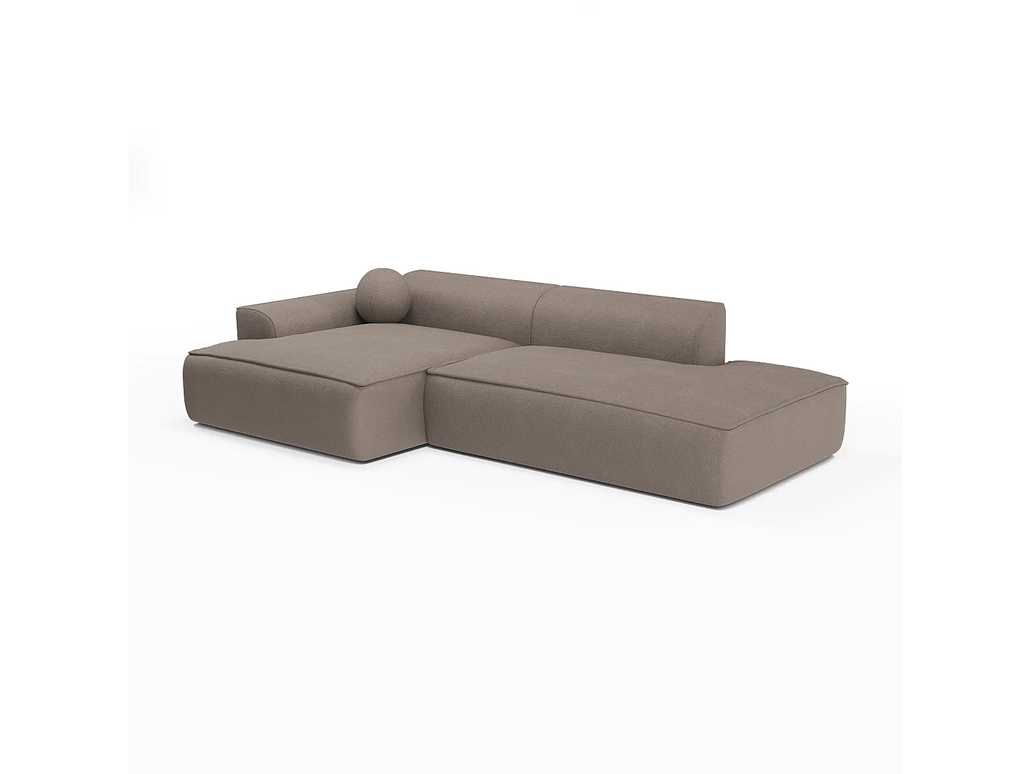Canapé angle gauche tissu tramé taupe 300cm ANIA