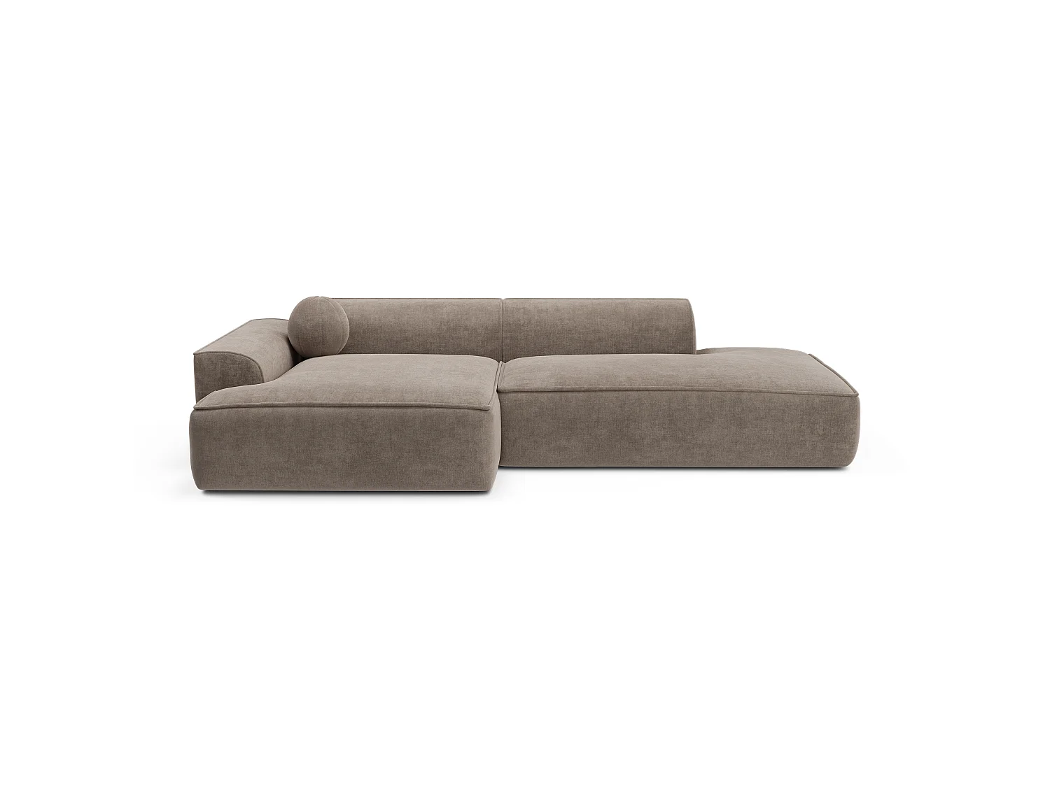 Canapé d'angle gauche 4 places en velours taupe