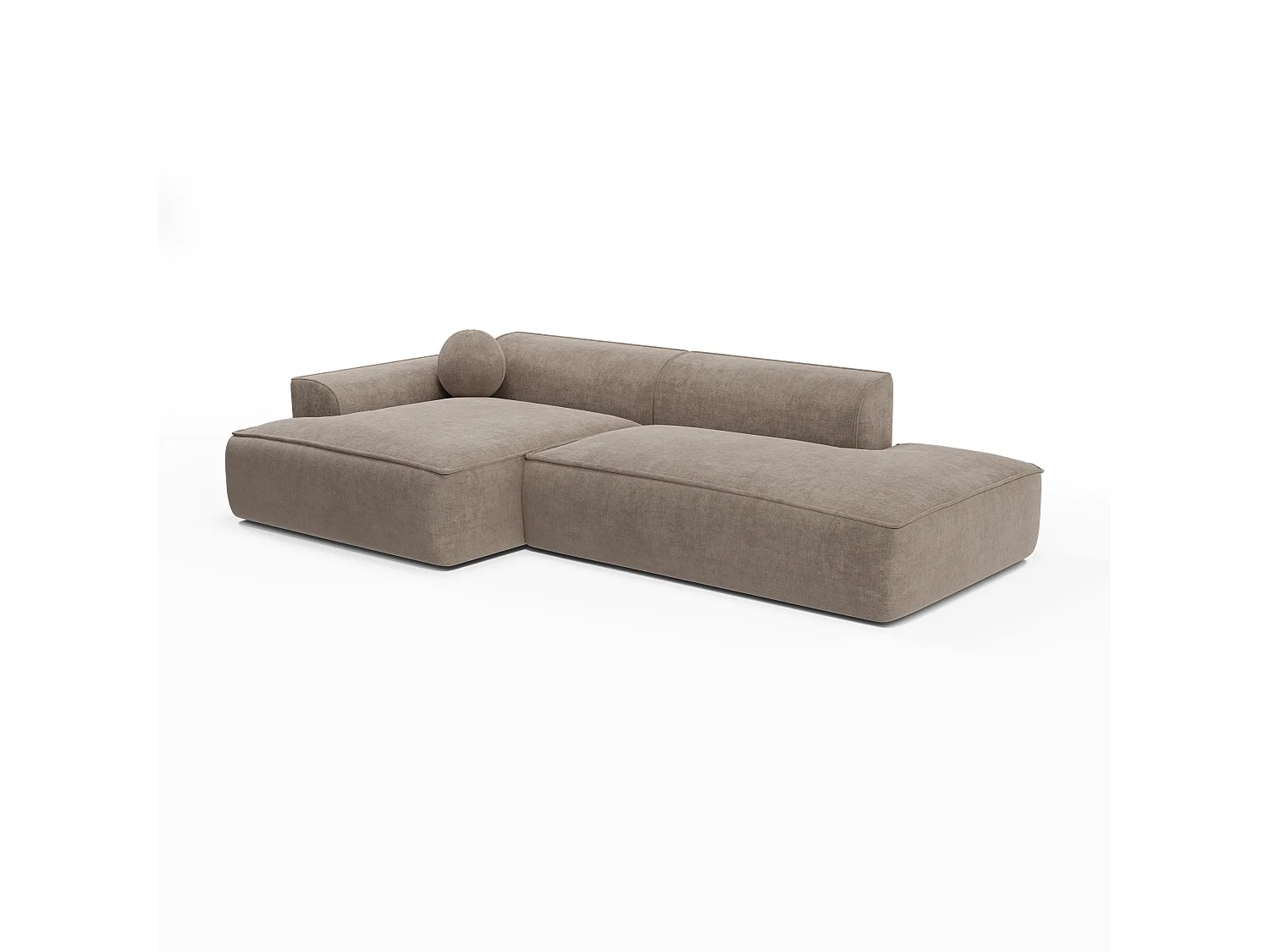 Canapé d'angle gauche 4 places en velours taupe