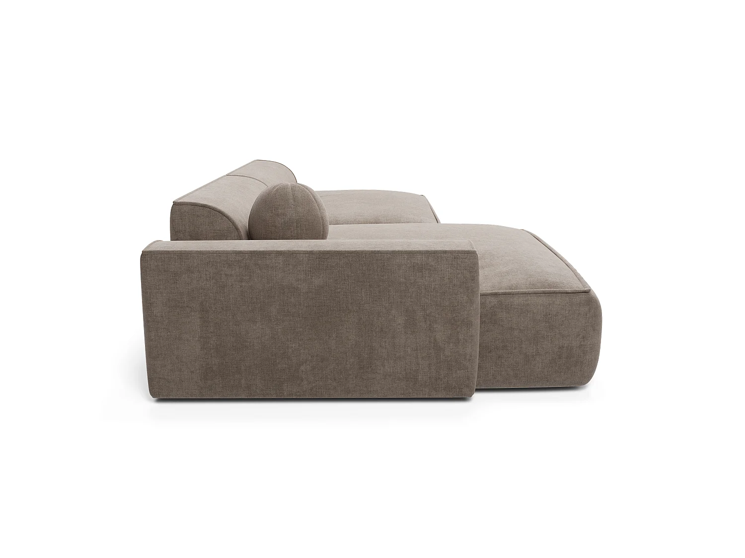 Canapé d'angle gauche 4 places en velours taupe