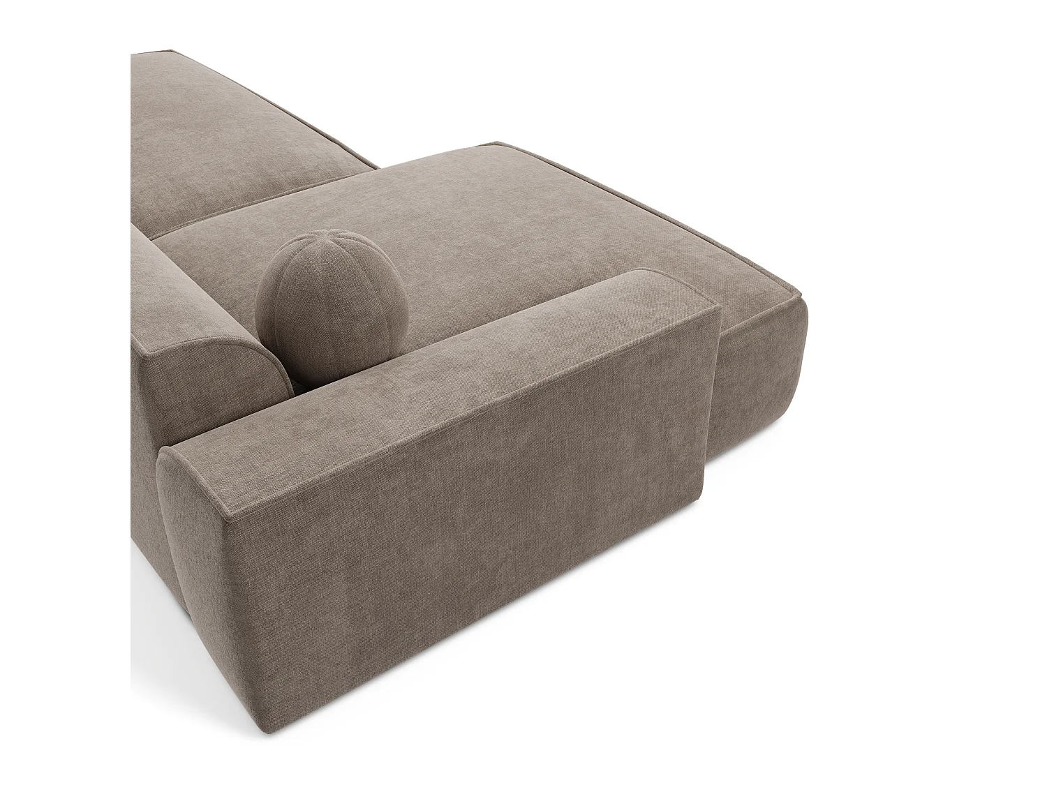 Canapé d'angle gauche 4 places en velours taupe