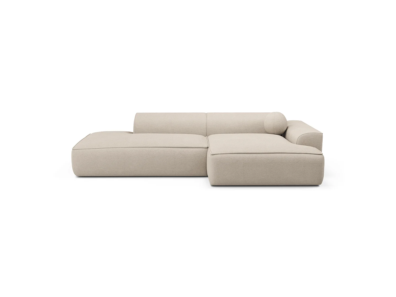 Canapé d'angle droit 4 places en coton crème