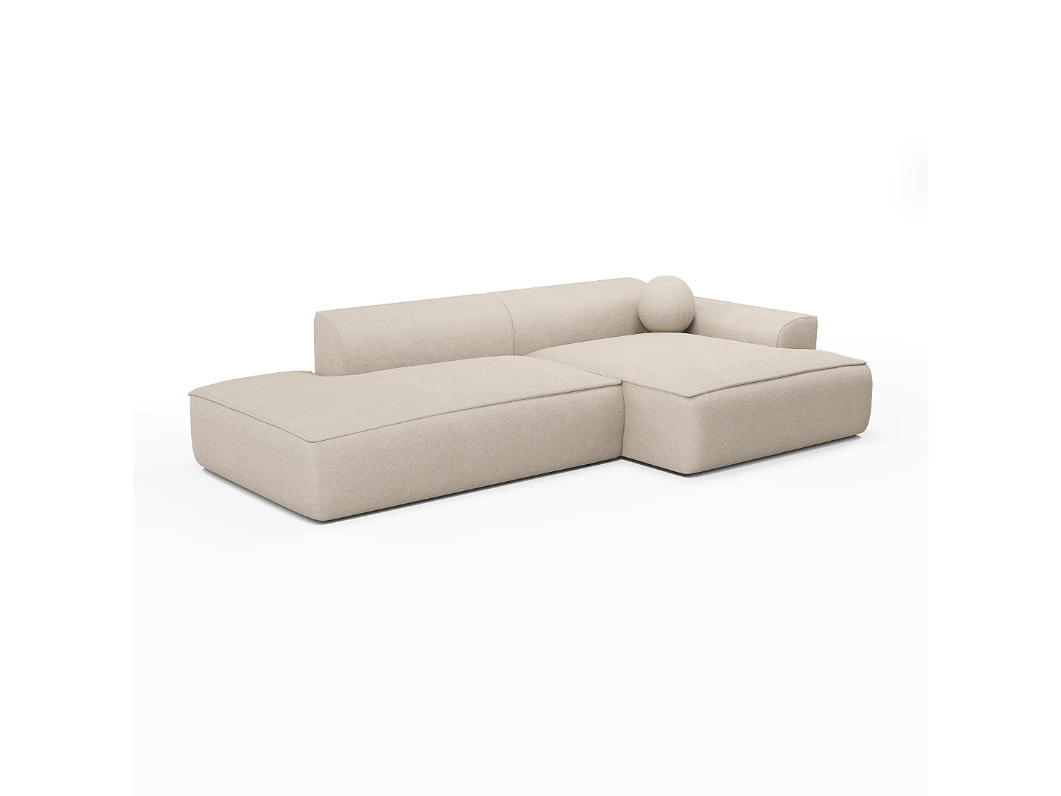 Canapé d'angle droit 4 places en coton crème