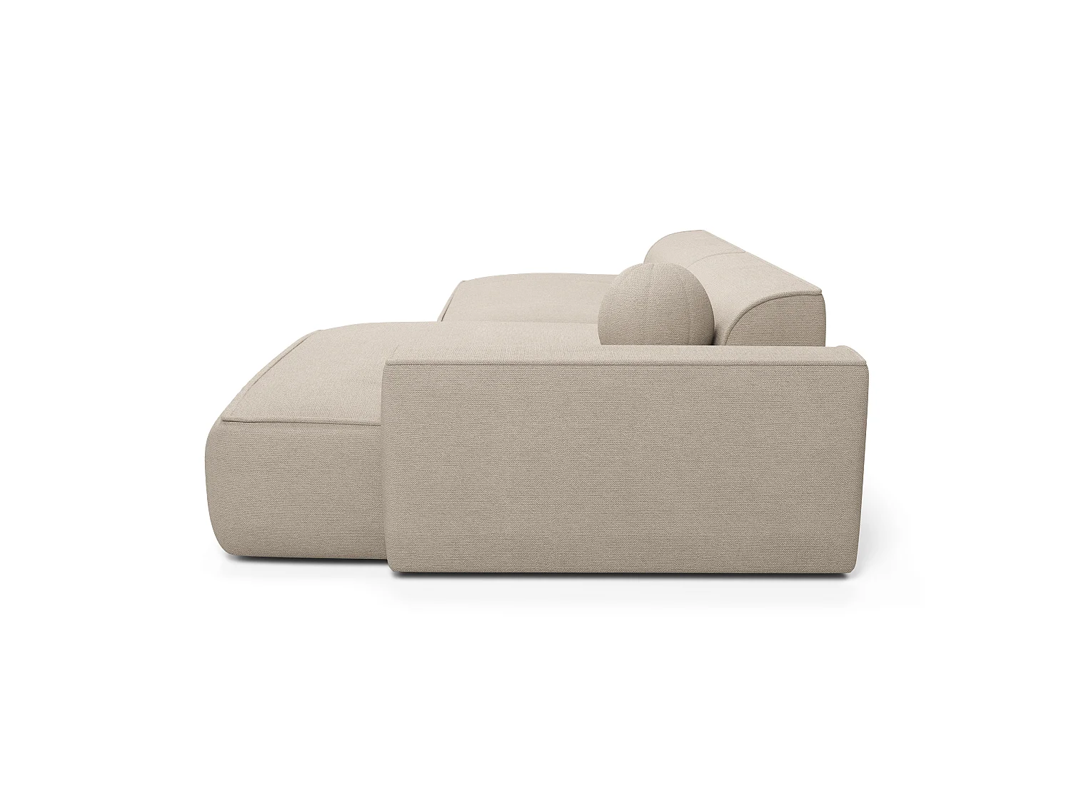 Canapé d'angle droit 4 places en coton crème