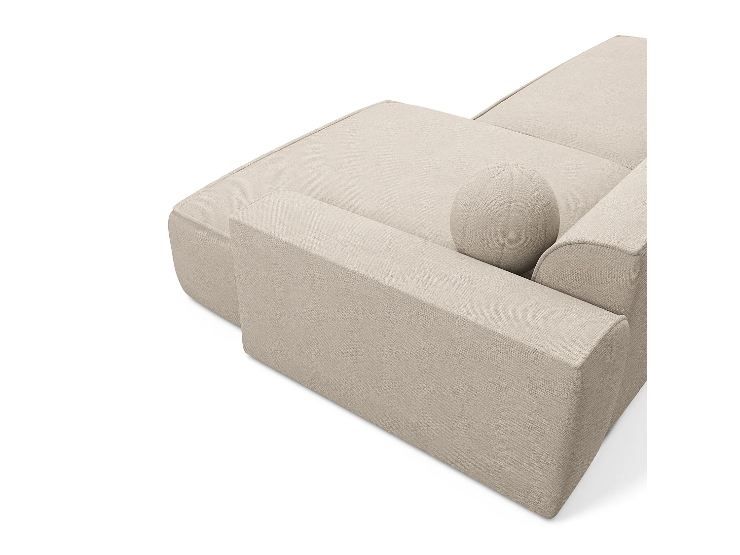Canapé d'angle droit 4 places en coton crème