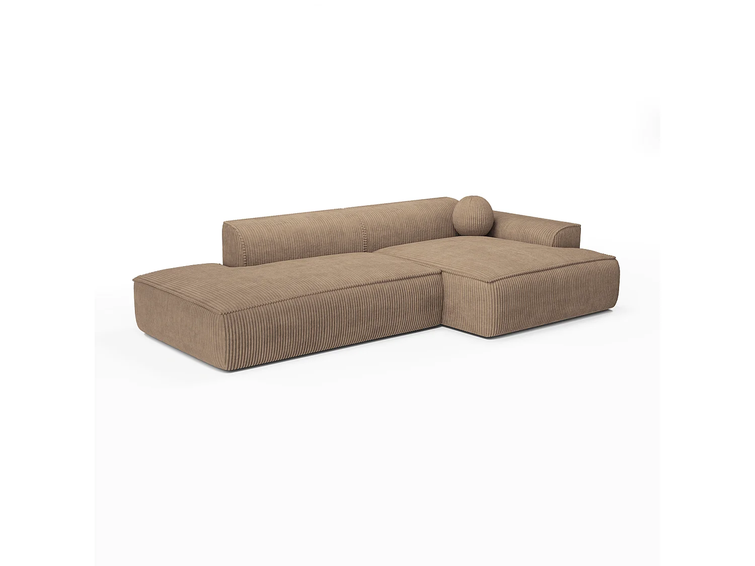 Canapé angle droit velours côtelé taupe 300cm ANIA