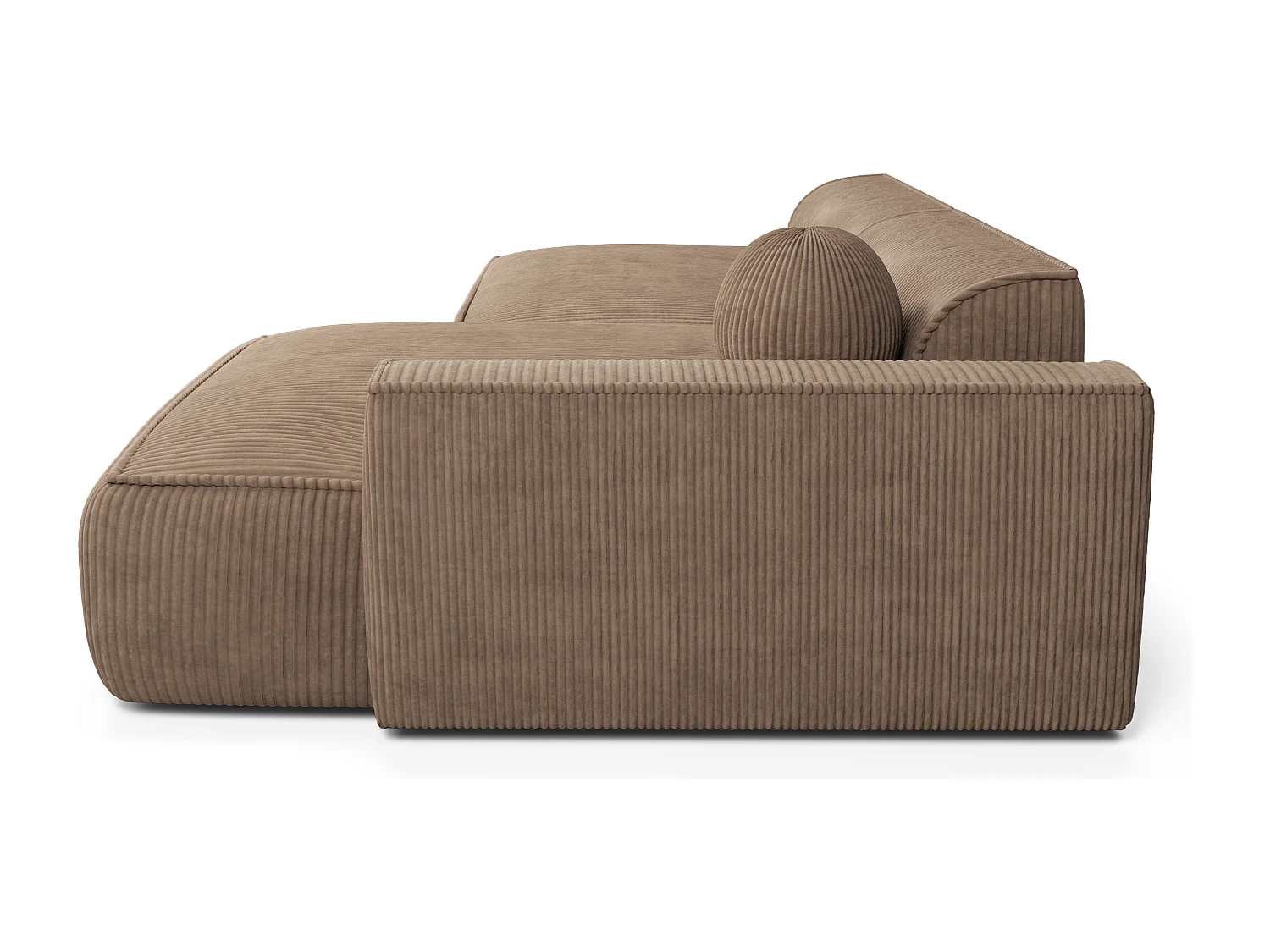 Canapé angle droit velours côtelé taupe 300cm ANIA