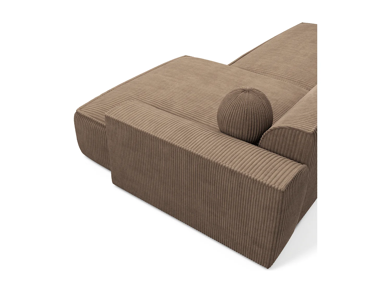 Canapé angle droit velours côtelé taupe 300cm ANIA