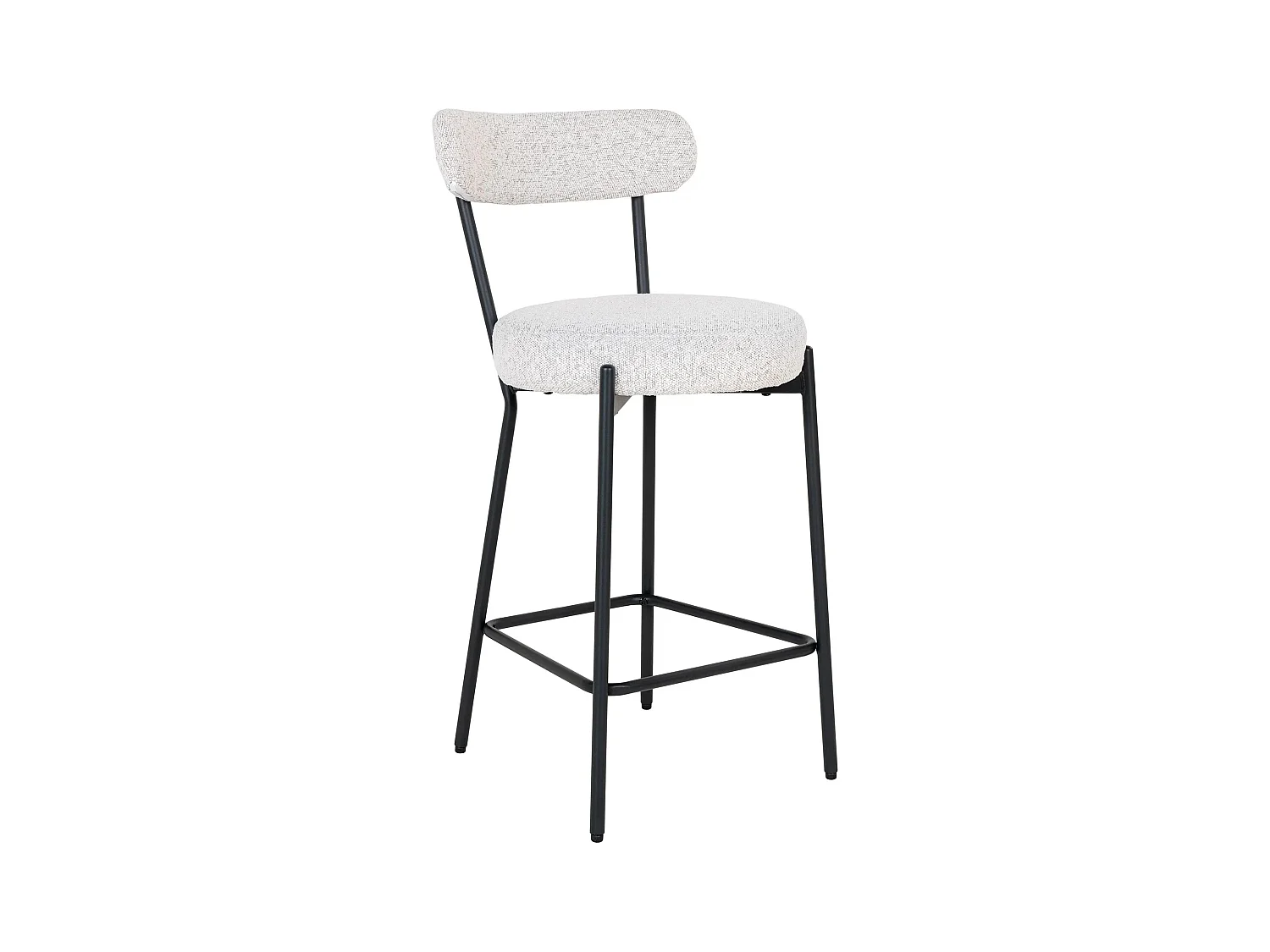 Chaise de bar en tissu bouclette et métal BADALONA - Hauteur d'assise 65cm-Blanc