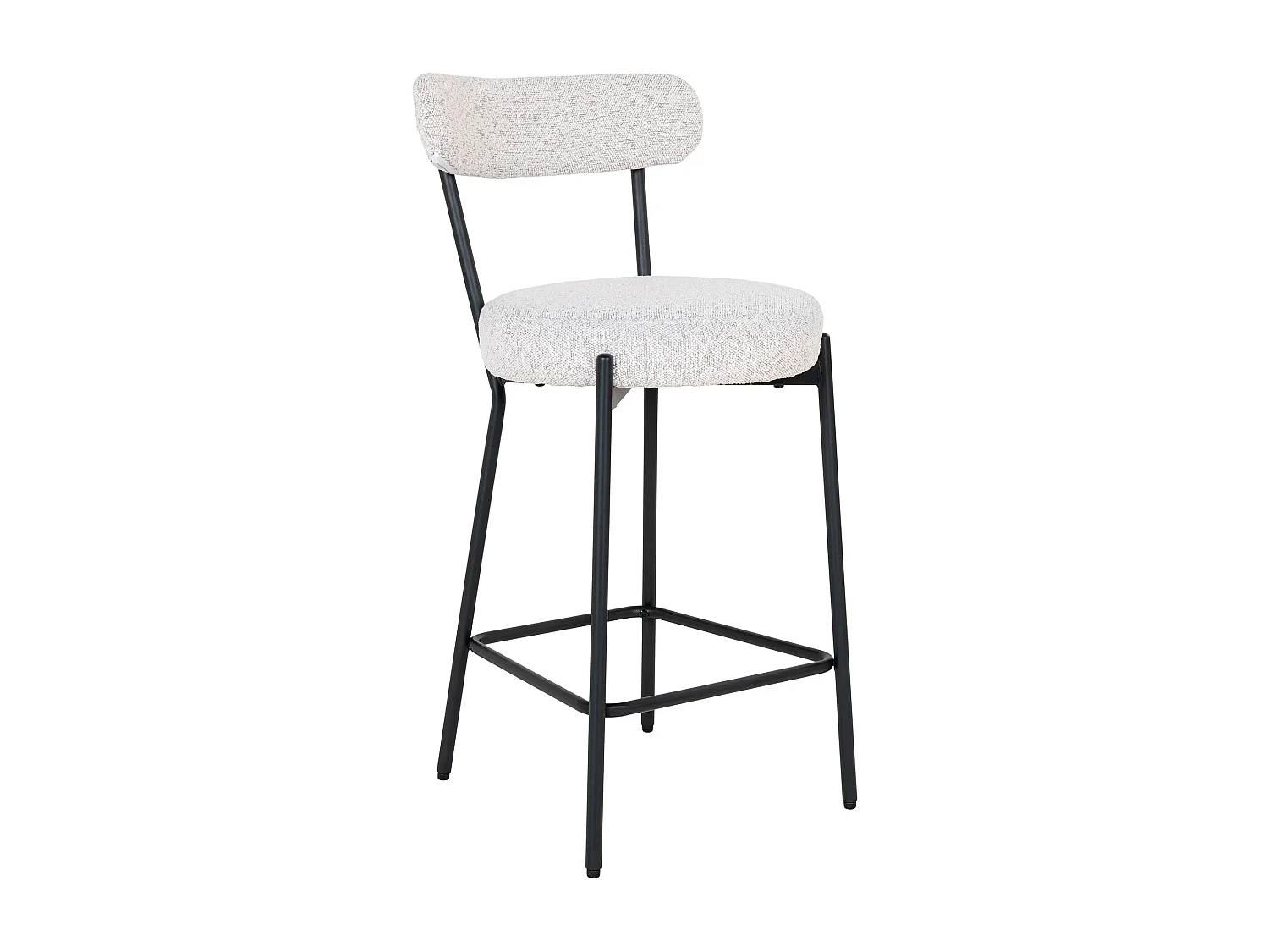 Chaise de bar en tissu bouclette et métal BADALONA - Hauteur d'assise 65cm-Blanc