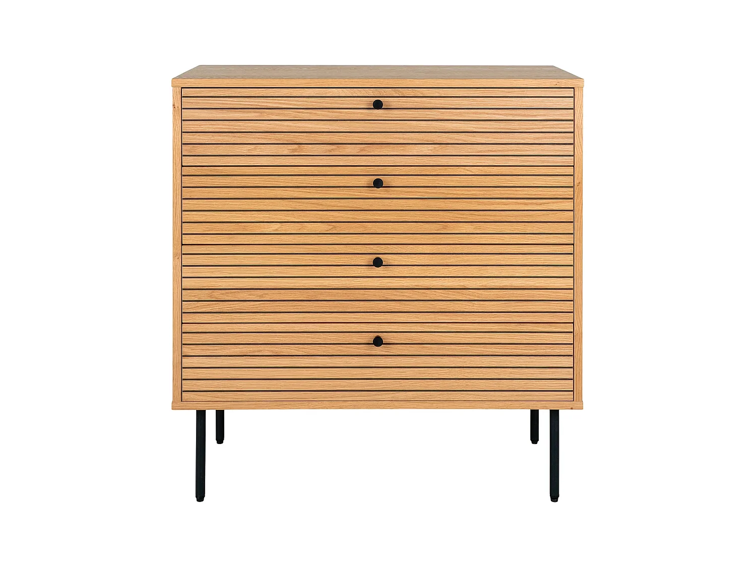 Commode 4 tiroirs KYOTO – Chêne & métal noir-Beige