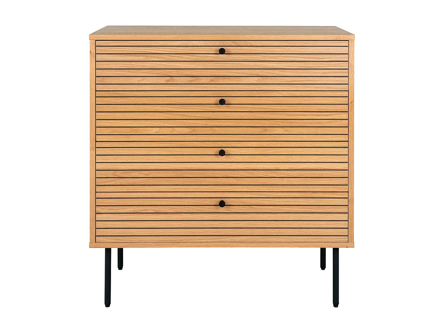 Commode 4 tiroirs KYOTO – Chêne & métal noir-Beige