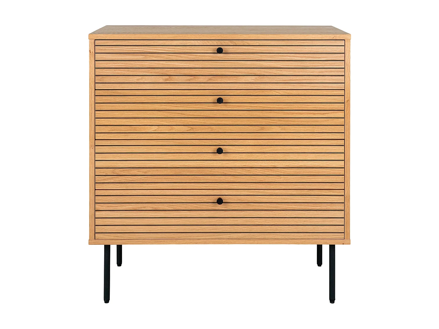 Commode 4 tiroirs KYOTO – Chêne & métal noir-Beige