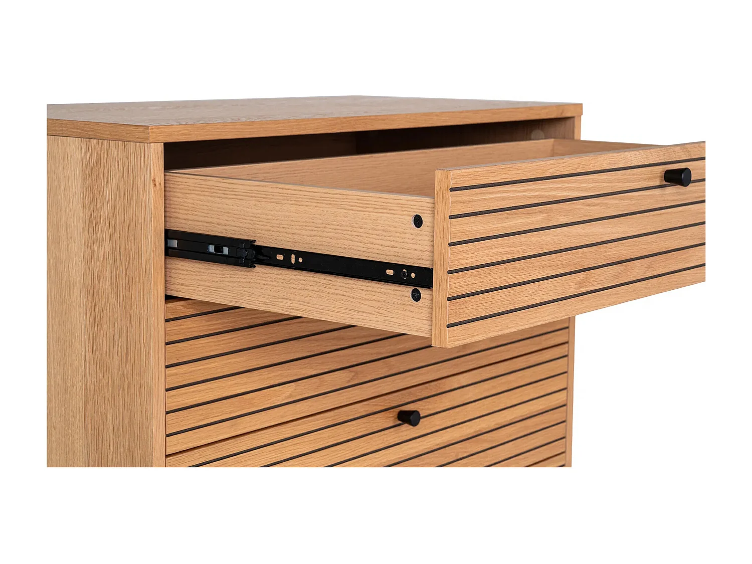 Commode 4 tiroirs KYOTO – Chêne & métal noir-Beige