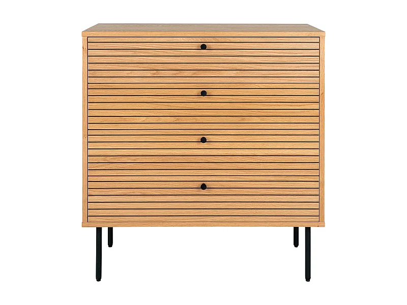 Commode 4 tiroirs KYOTO – Chêne & métal noir-Beige