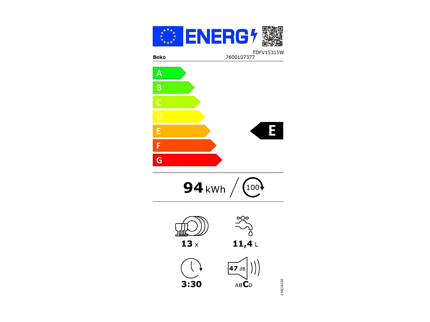 Beko Lave-vaisselle 60cm 13 couverts 47db - TDFV15315W
