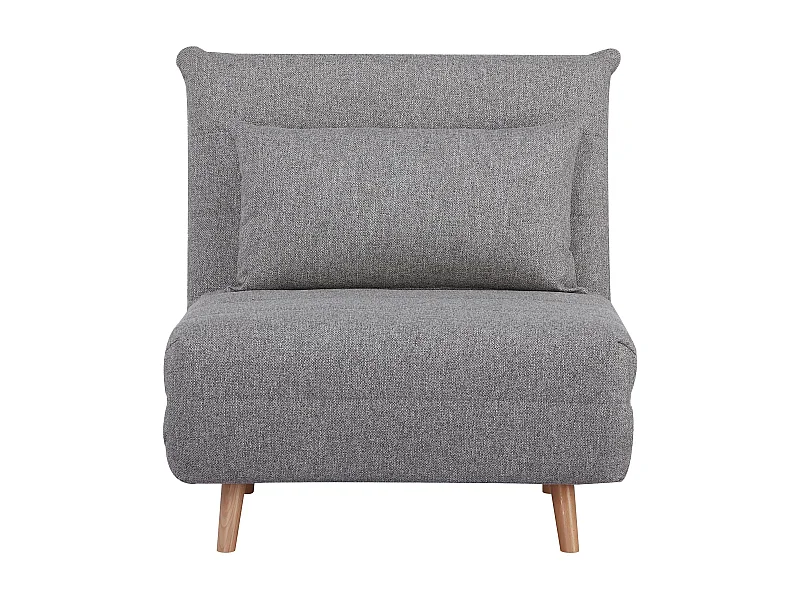 Fauteuil Lit MARLOW – Tissu gris & pieds en bois naturel