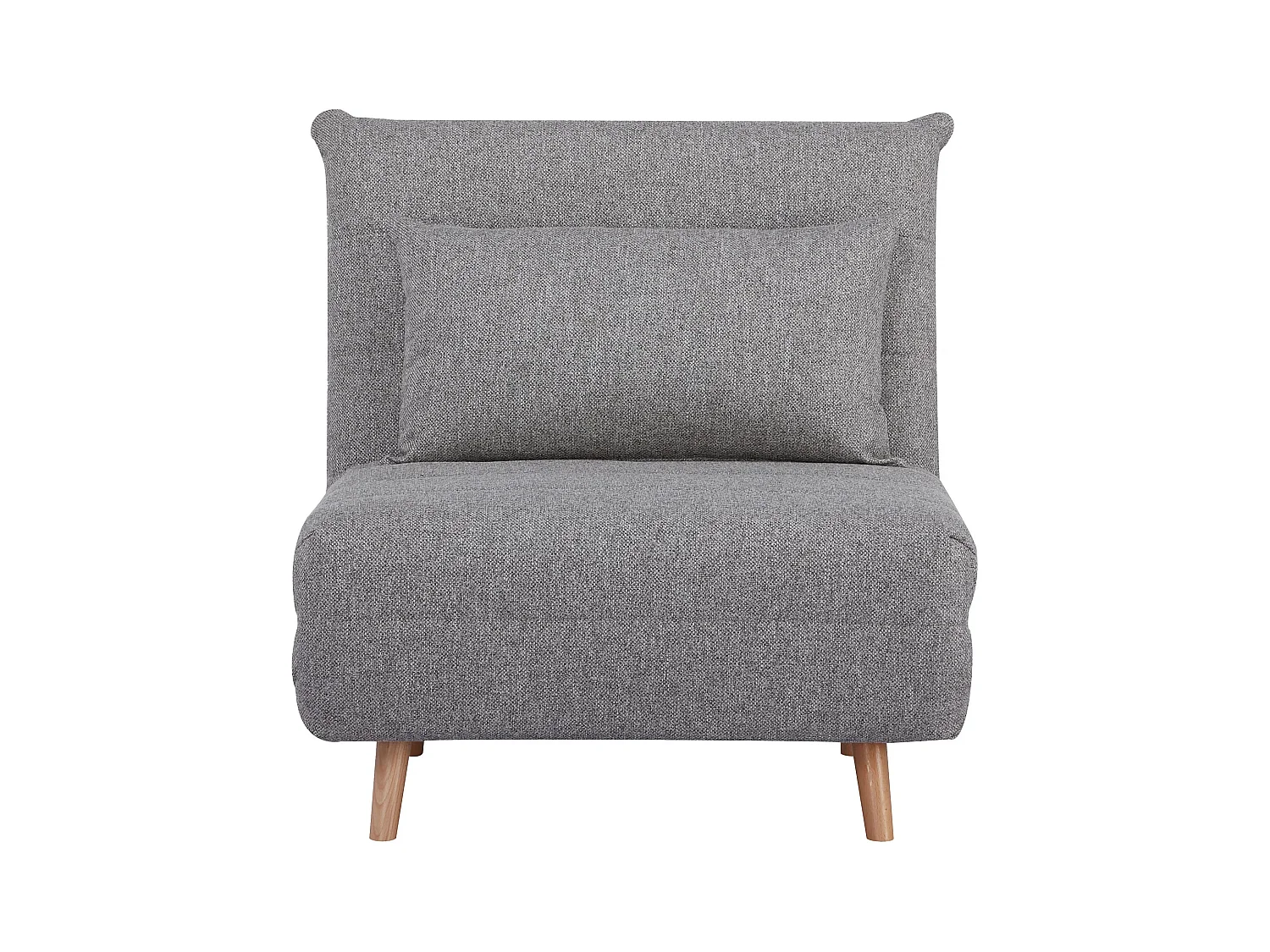 Fauteuil Lit MARLOW – Tissu gris & pieds en bois naturel