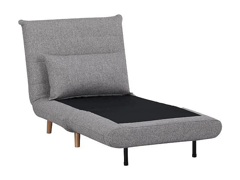 Fauteuil Lit MARLOW – Tissu gris & pieds en bois naturel
