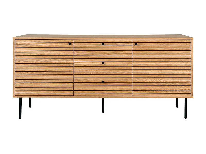 Kyoto - Buffet 2 portes 3 tiroirs en bois et métal L150cm - Couleur : Bois clair