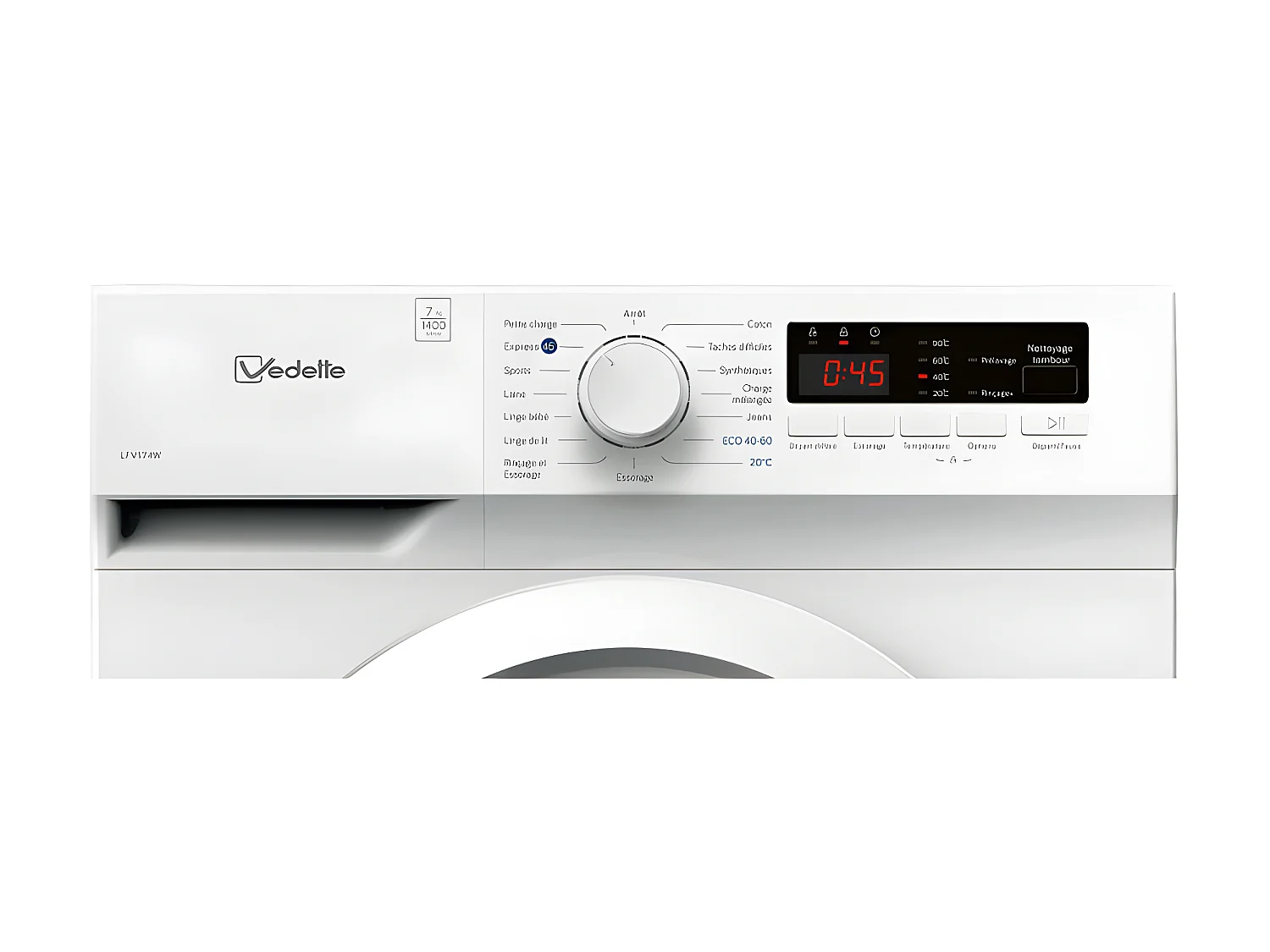 Lave-linge frontaux 7 kgkg 45.5 LL VEDETTE 1400 tours/mintr/min 59.5 cmcm E, LFV174W