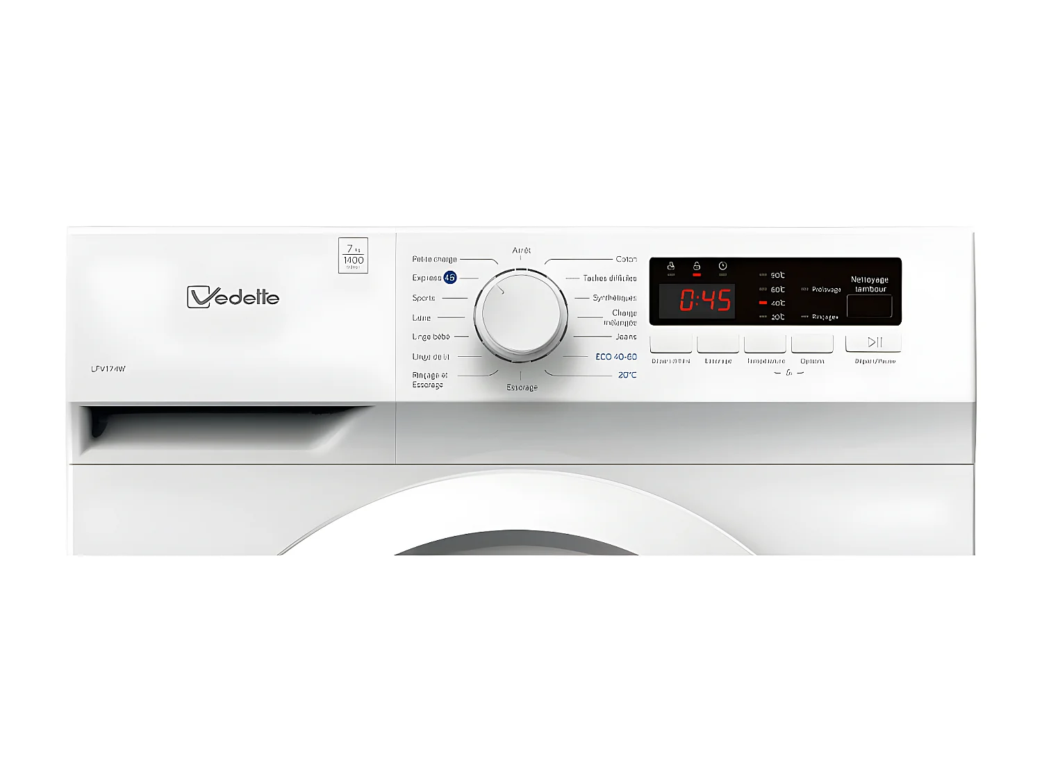 Lave-linge frontaux 7 kgkg 45.5 LL VEDETTE 1400 tours/mintr/min 59.5 cmcm E, LFV174W