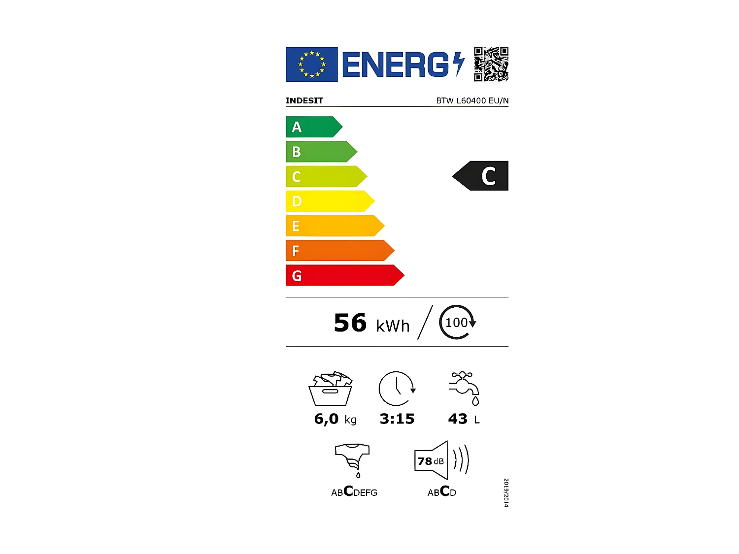 Lave-linge top INDESIT, BTWL60400EUN