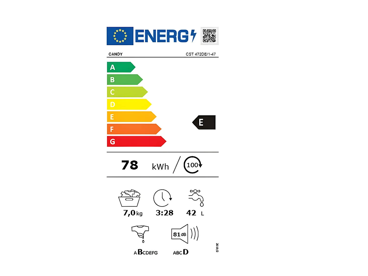 Lave-linge top CANDY, CST472DE1-47