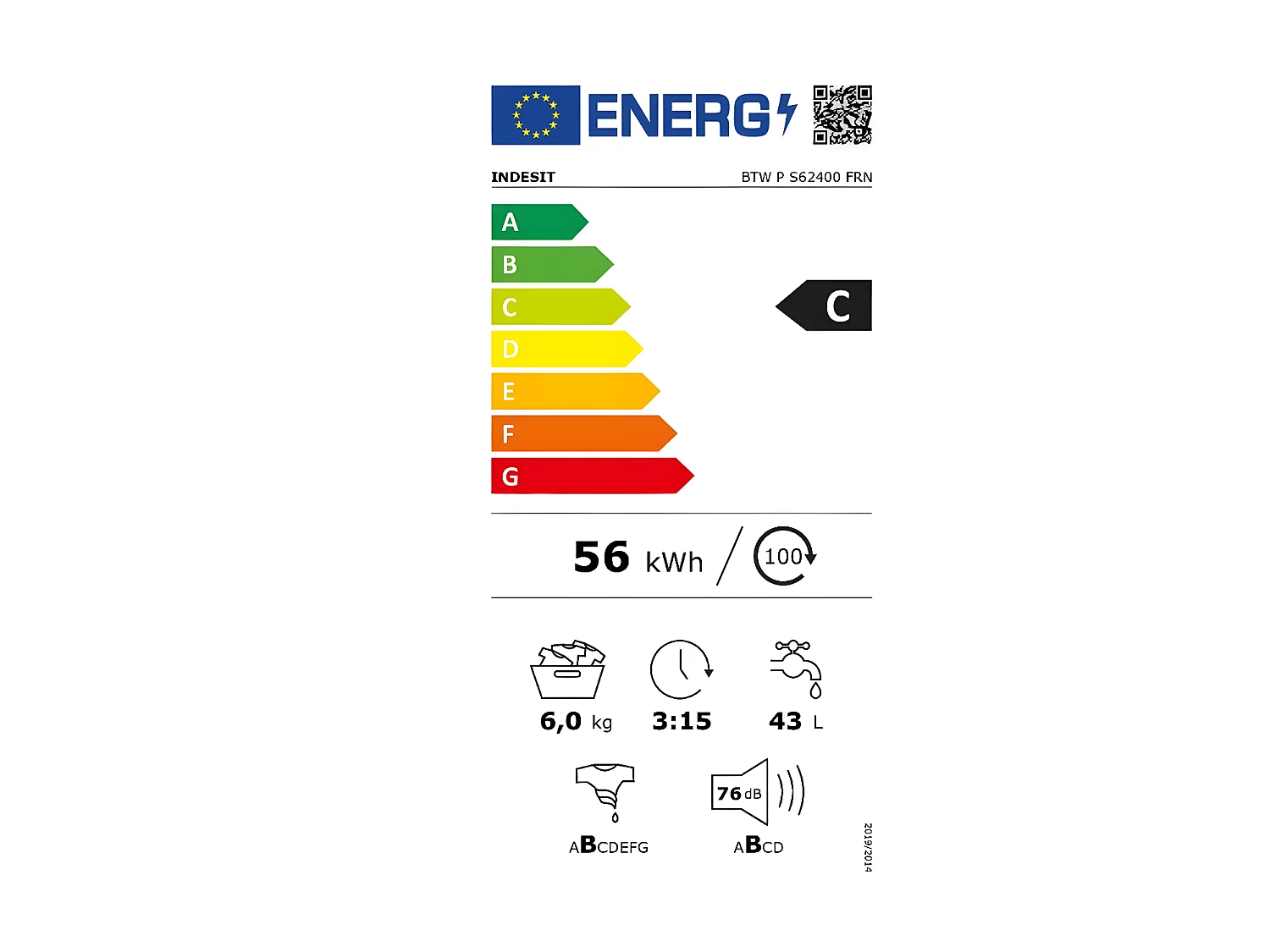 Lave-linge top INDESIT, BTWPS62400FRN