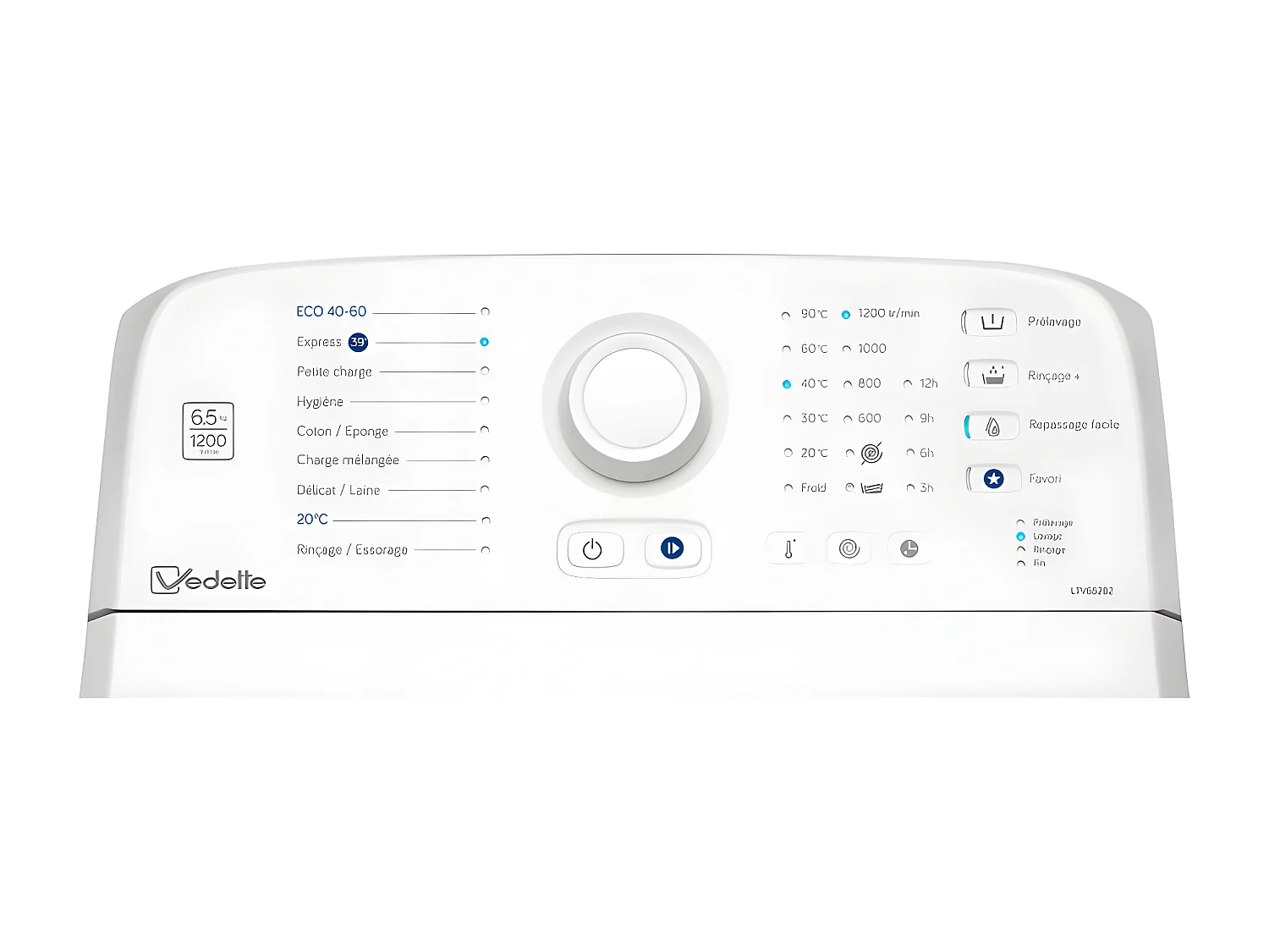 Lave-linge top 42L VEDETTE 1200tr/min 40cm D, LTV652B2