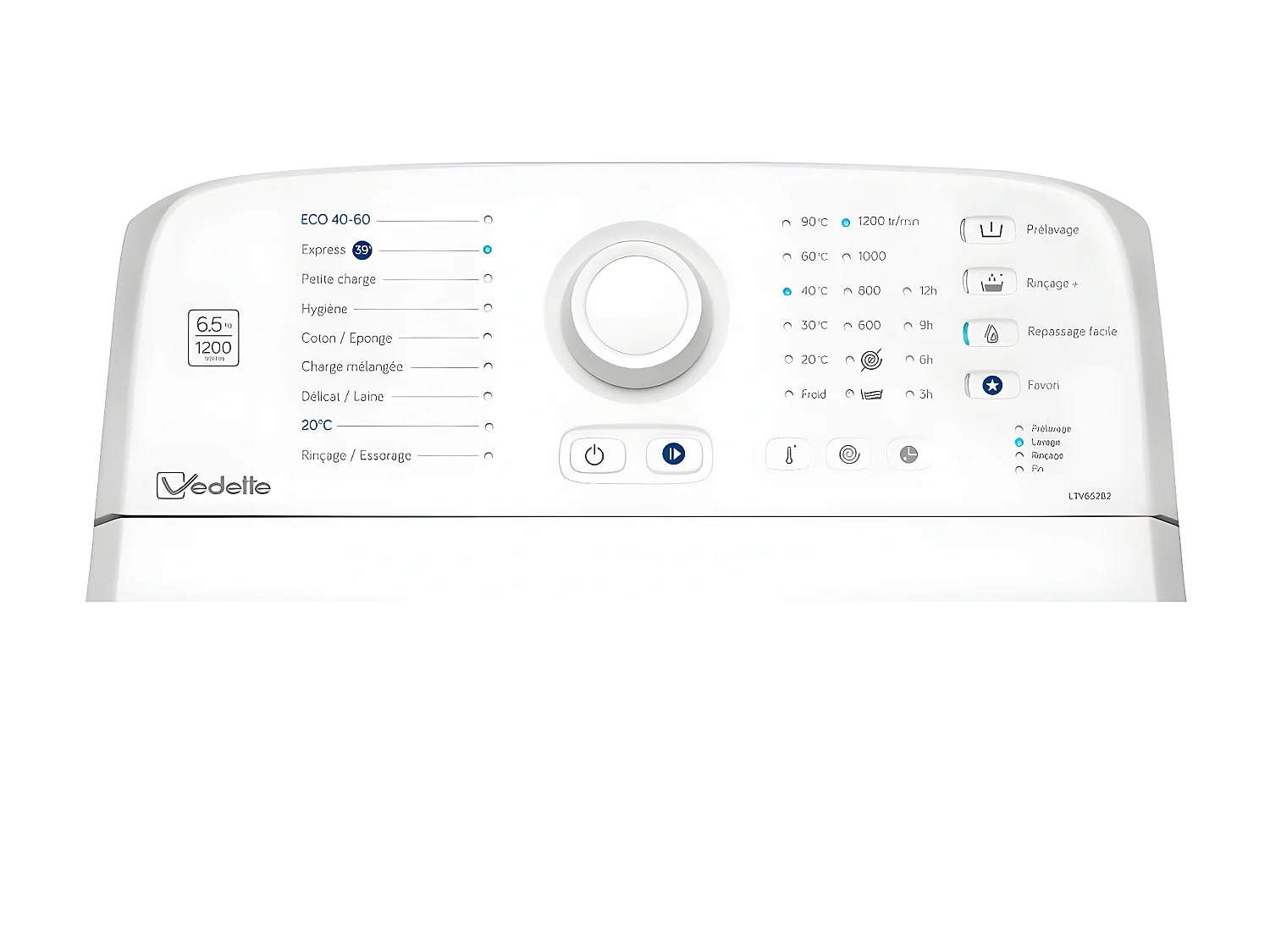 Lave-linge top 42L VEDETTE 1200tr/min 40cm D, LTV652B2
