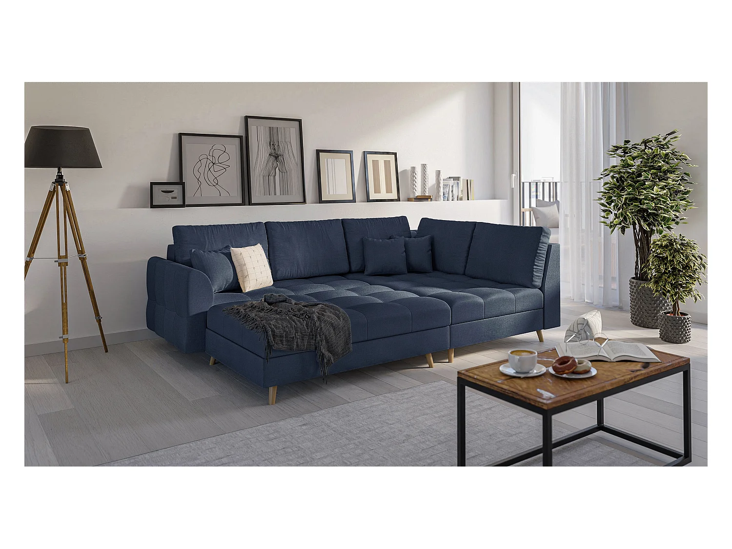 Fußhocker mit Holzfüßen im skandinavischen Stil Sophia