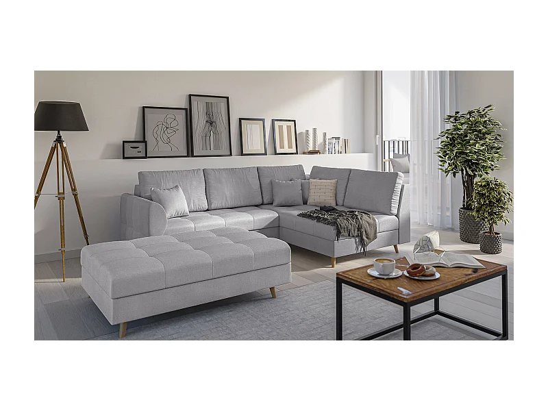 Fußhocker mit Holzfüßen im skandinavischen Stil Sophia