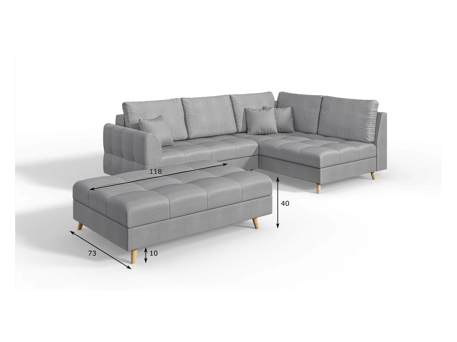 Fußhocker mit Holzfüßen im skandinavischen Stil Sophia