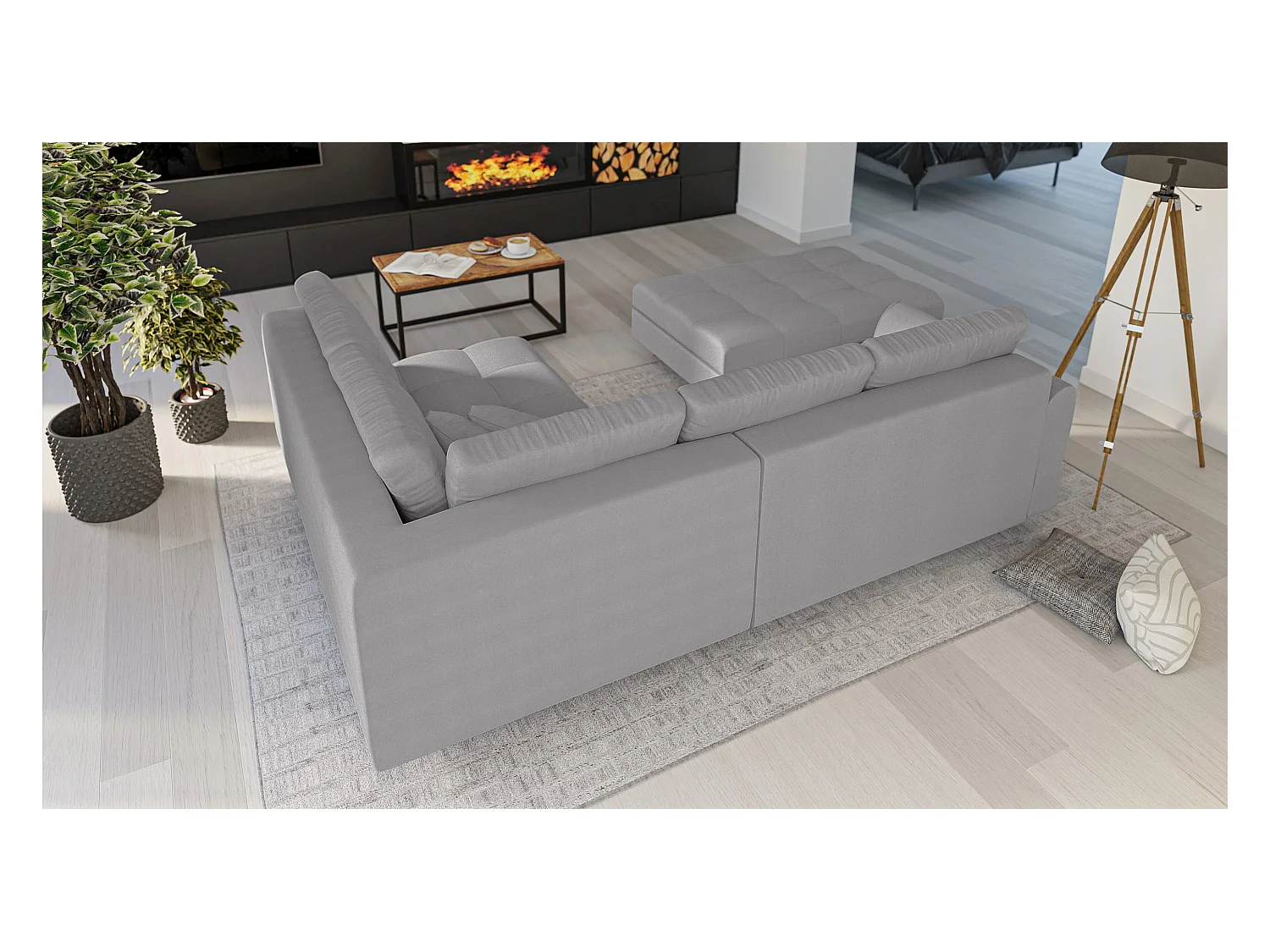 Fußhocker mit Holzfüßen im skandinavischen Stil Sophia