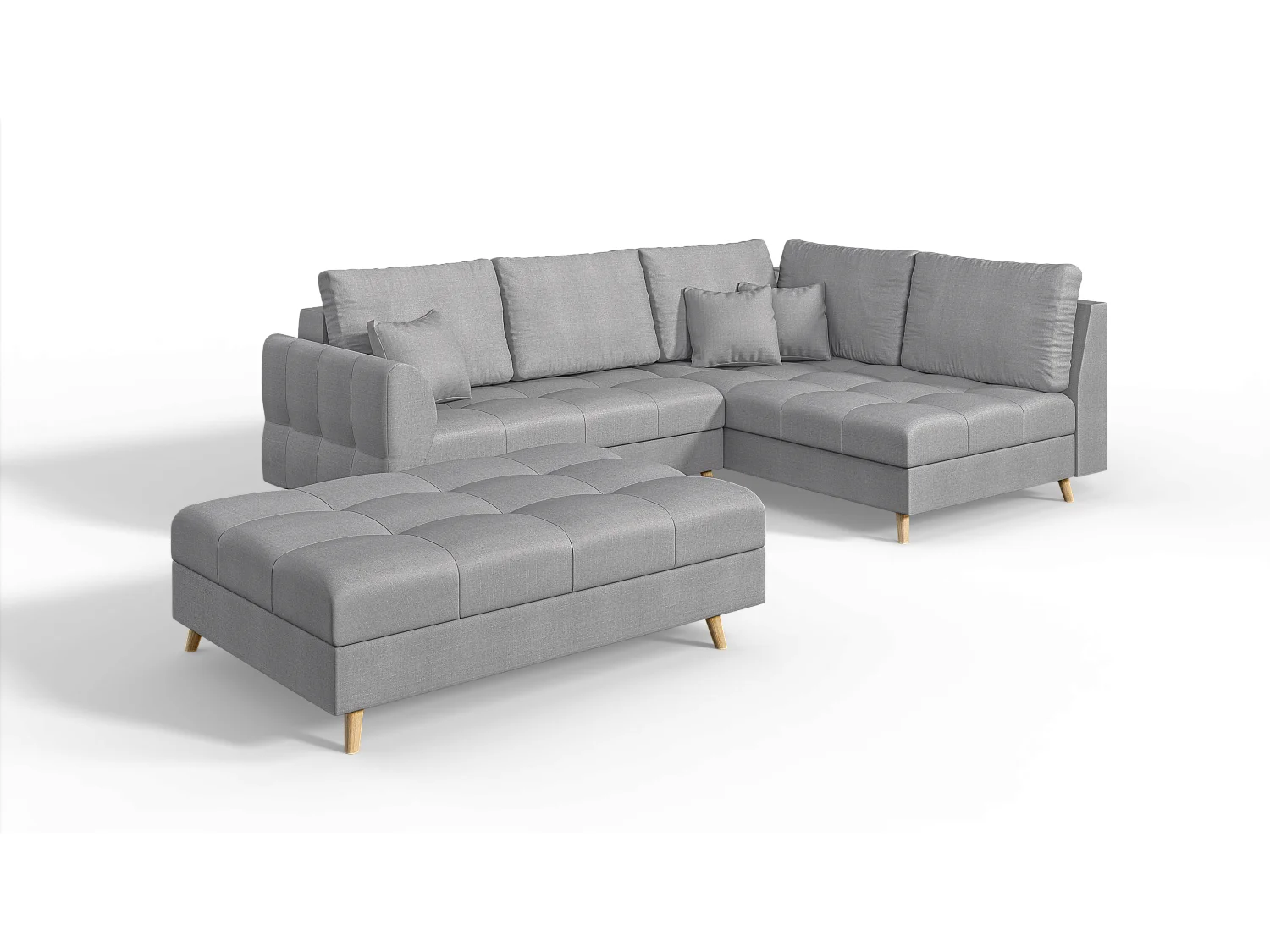 Fußhocker mit Holzfüßen im skandinavischen Stil Sophia