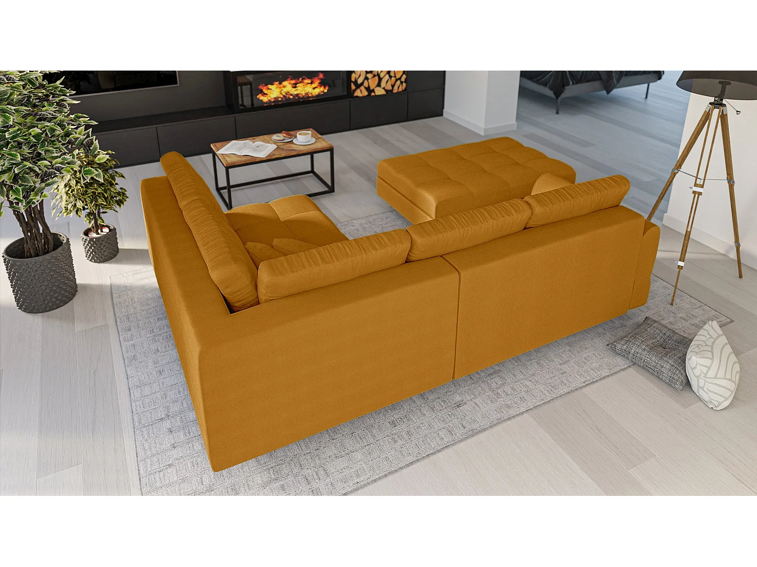 Fußhocker mit Holzfüßen im skandinavischen Stil Sophia