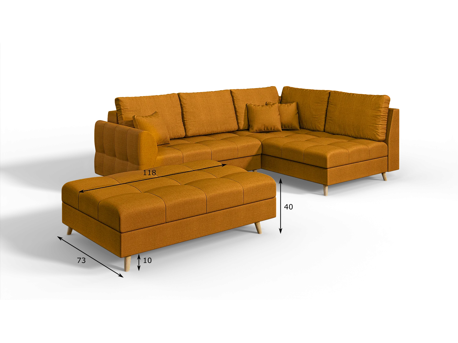 Fußhocker mit Holzfüßen im skandinavischen Stil Sophia