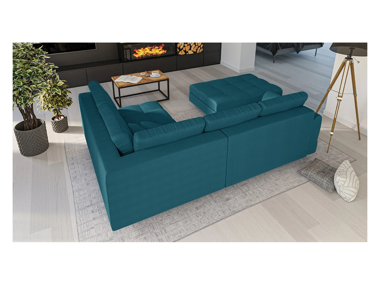 Fußhocker mit Holzfüßen im skandinavischen Stil Sophia