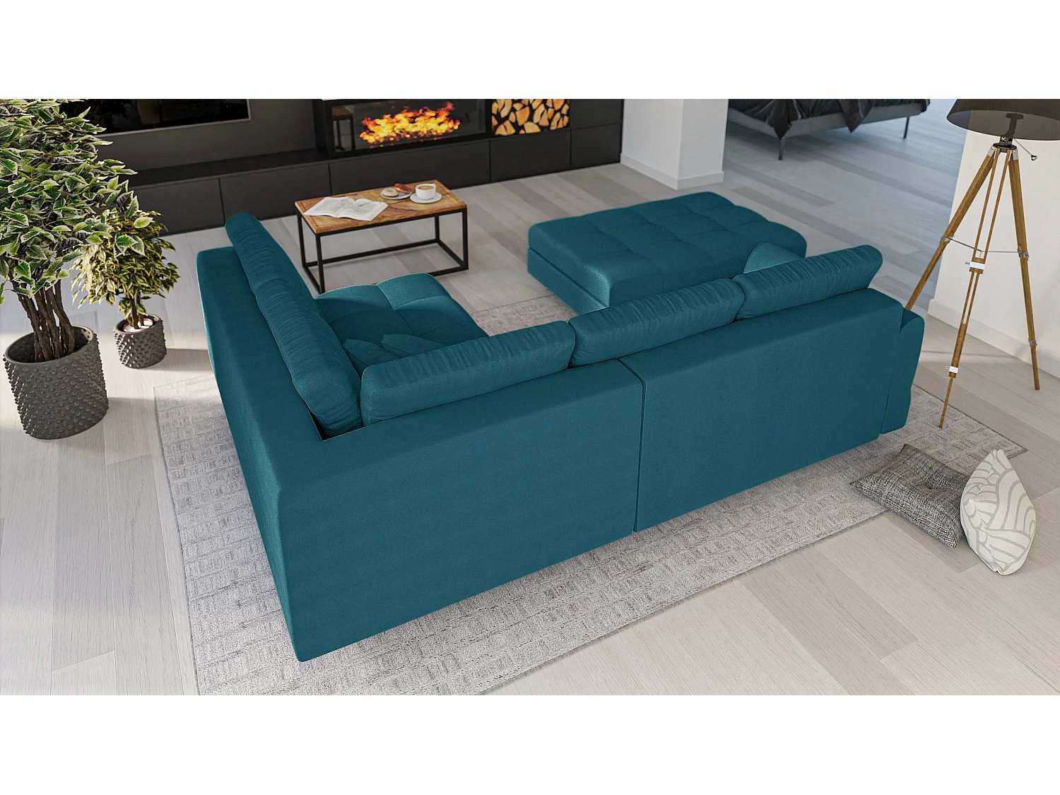 Fußhocker mit Holzfüßen im skandinavischen Stil Sophia