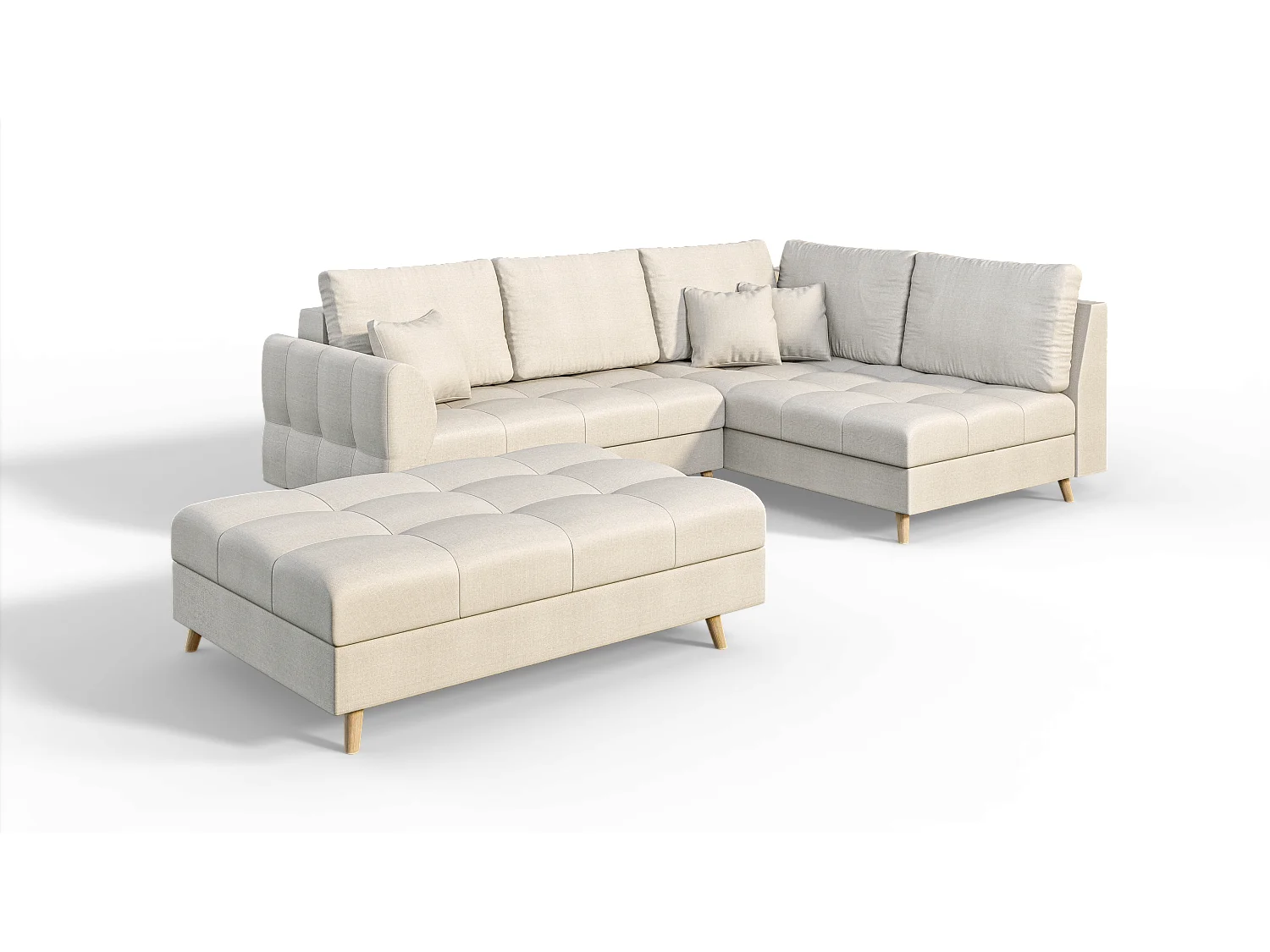 Fußhocker mit Holzfüßen im skandinavischen Stil Sophia