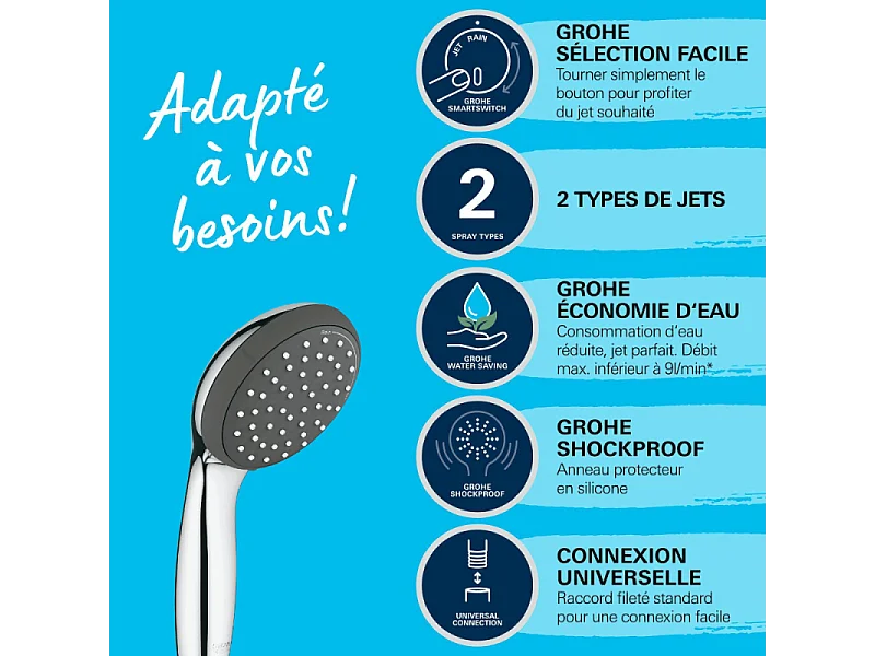 Douchette 2 jets GROHE Vitalio Start 100 chromé