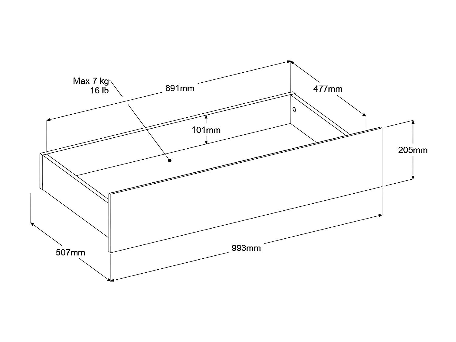 Bett mit Stauraum - 180 x 200 cm - Holzfarben + Lattenrost - TENALIA