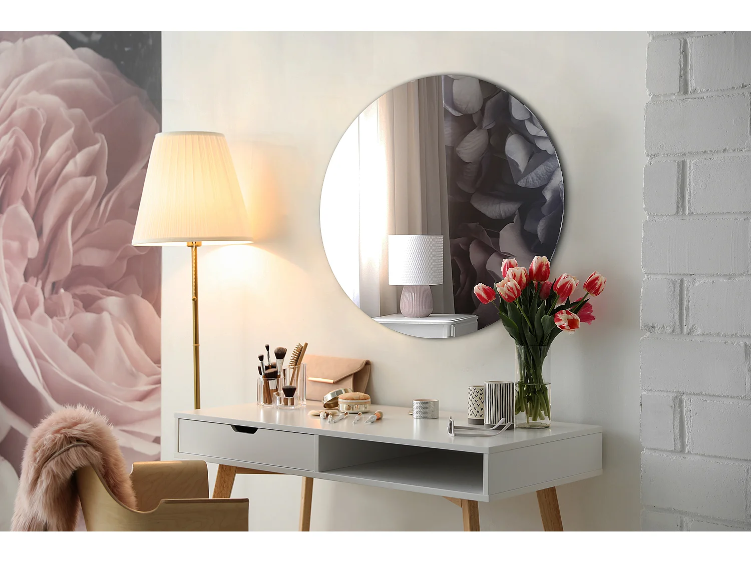 Cercle Miroir Salle de Bain Glamour Prêt à Monter Ø100