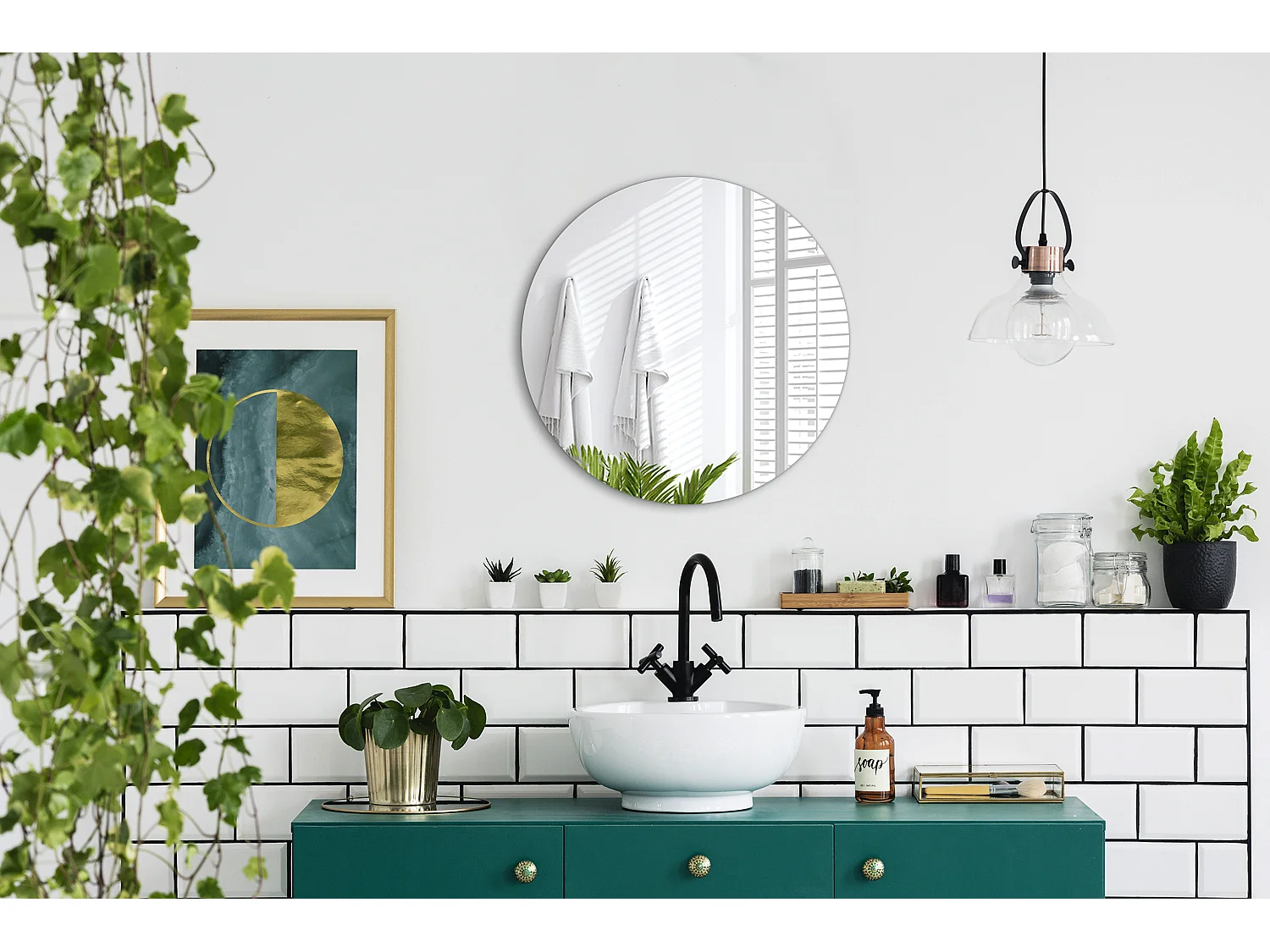 Ornamentaler Runder Wandspiegel für Wohnzimmer Ø60