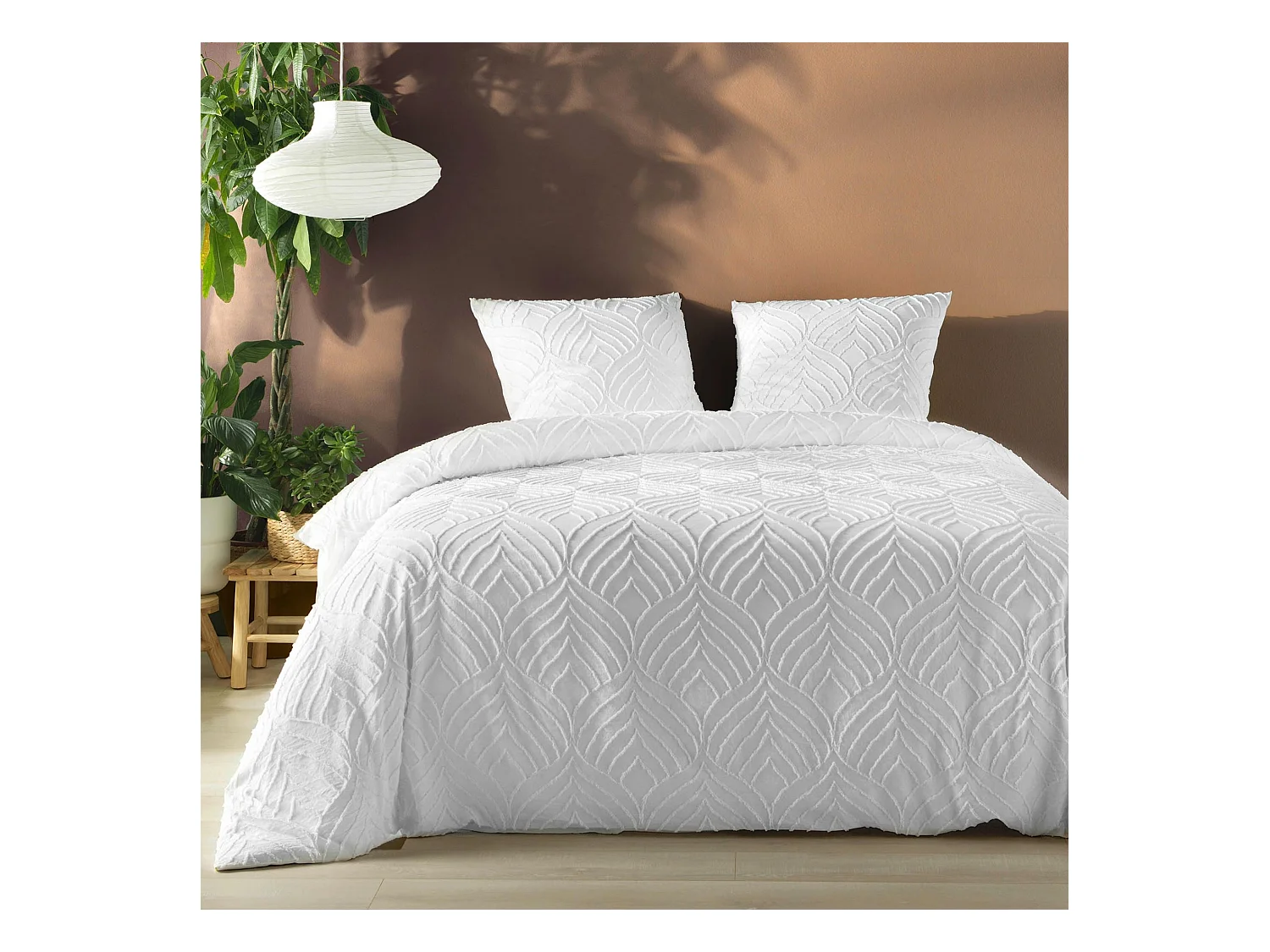 Beddengoed Set 3-delig "Heltie" Wit Microvezel Tufted Oeko-Tex 240x220cm