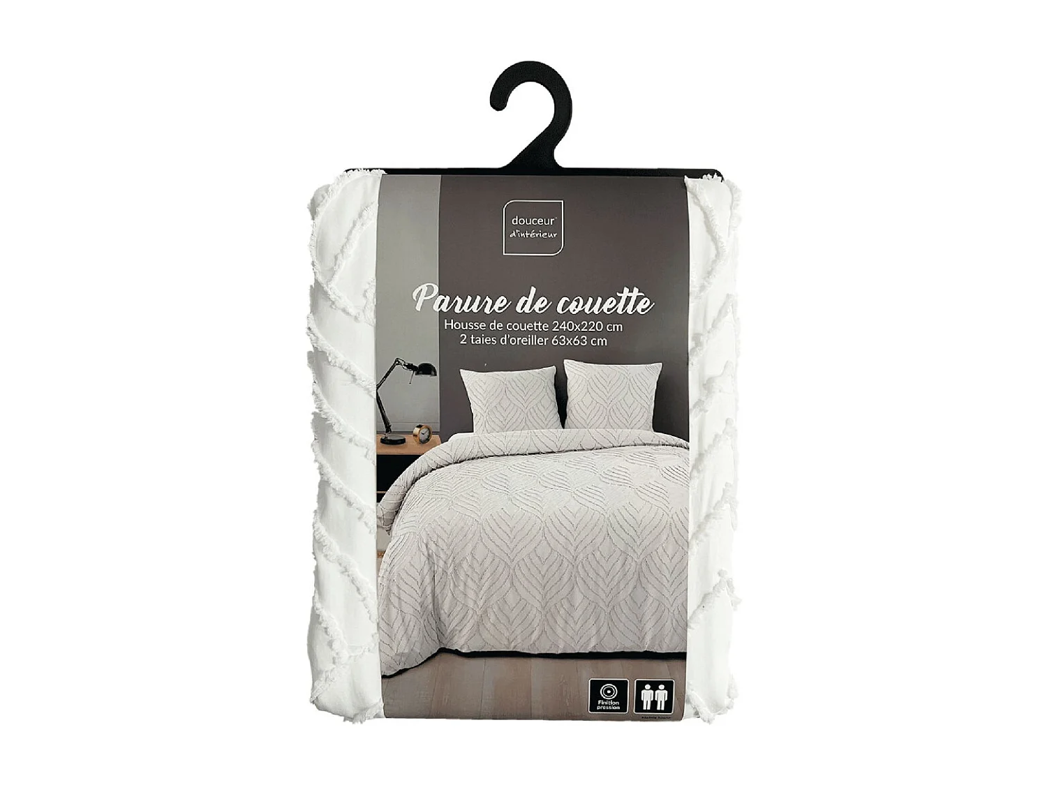 Jogo de Cama 3 Peças "Heltie" Branco Microfibra Tufted Oeko-Tex 240x220cm