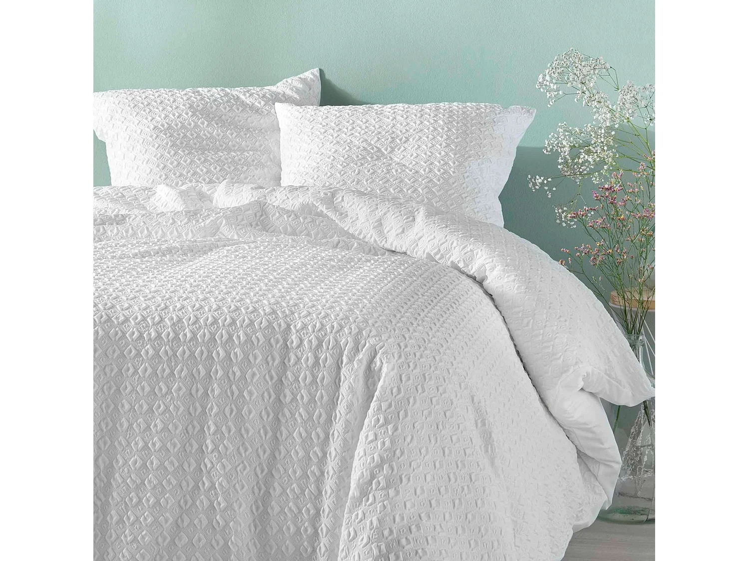 Parure de Lit 3 Pièces "Litea" 240x220cm Blanc