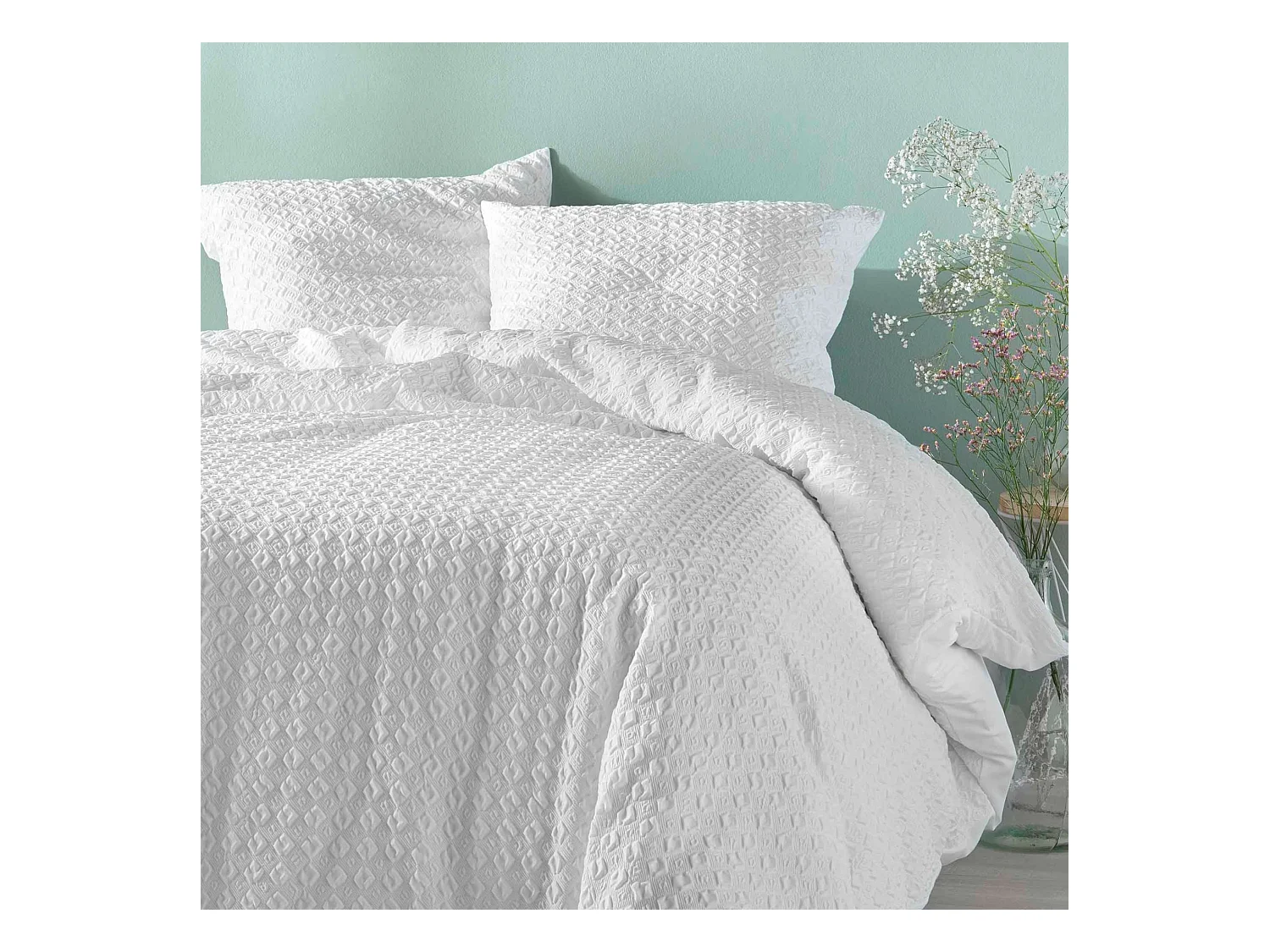 Parure de Lit 3 Pièces "Litea" 240x220cm Blanc