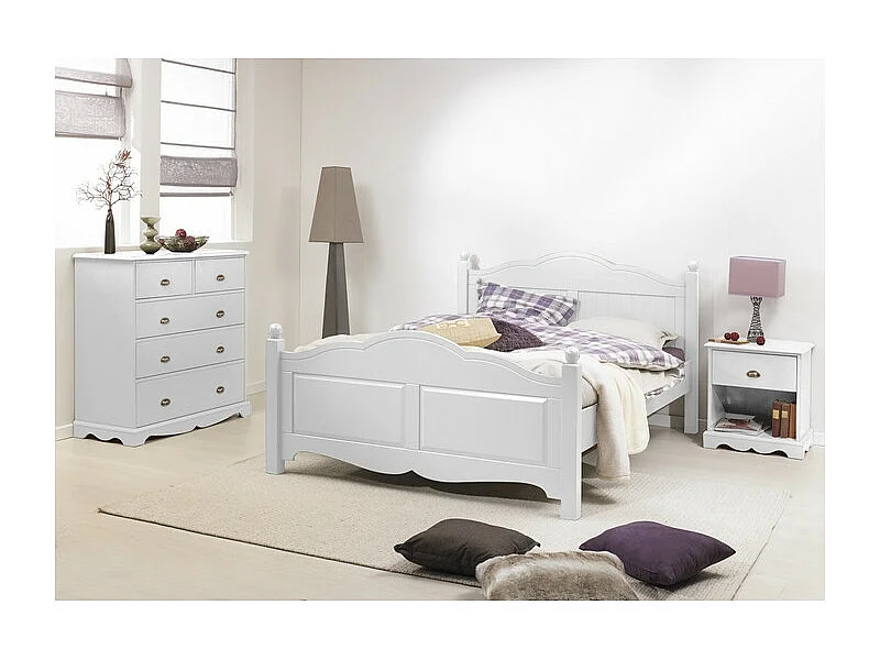 Lit Blanc 2 Places Pour Couchage 160 x 200 Style Anglais L 169 H 100 P 208 cm